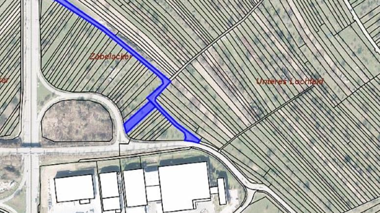 Zu sehen im Plan: Auffahrt B 462 und Dambach Lagersysteme zusammen mit LOGO-Pack